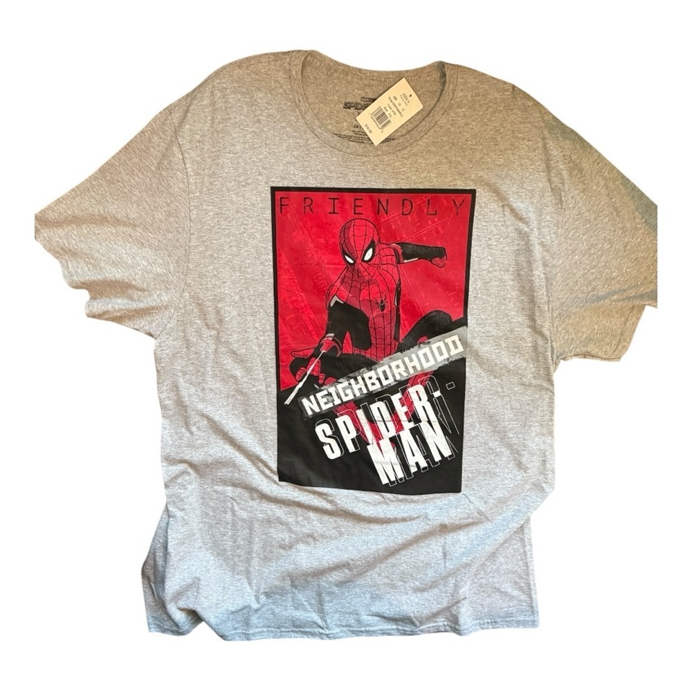 Spider-Man "Friendly Neighborhood" Graphic T-Shirt XXL Heather Gray Marvel NWT